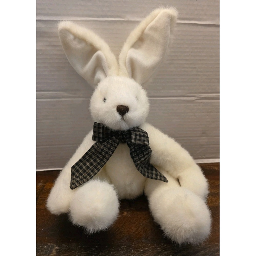 Vintage Mouse in the House White Bunny Rabbit Plush Jointed Poseable Wire Ears
